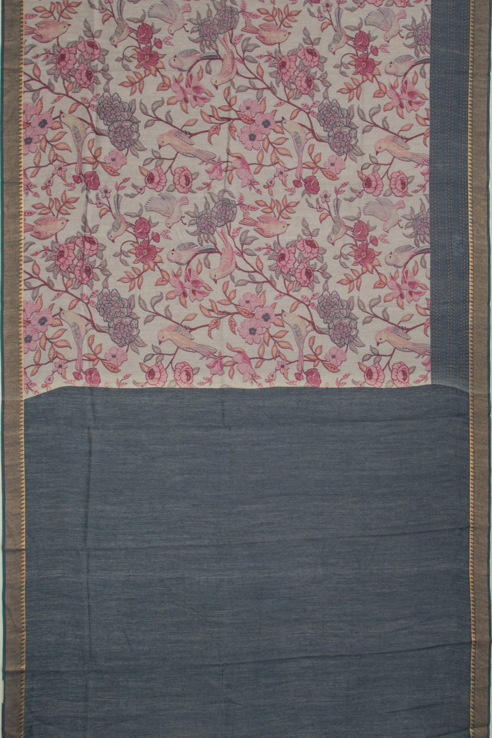 Chanderi Cotton Floral Printed Lilac Saree