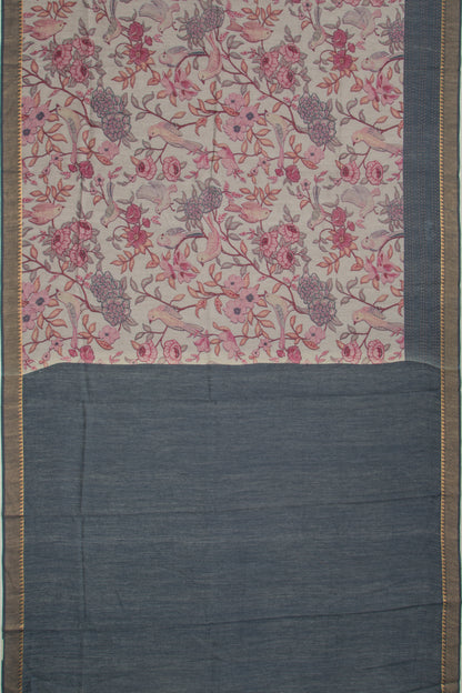 Chanderi Cotton Floral Printed Lilac Saree