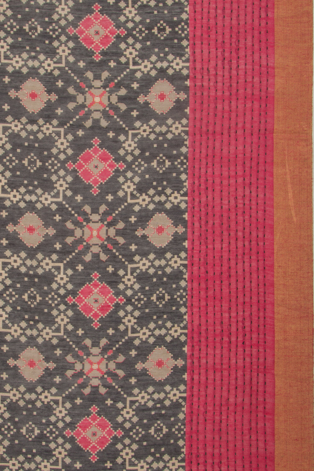 Chanderi Cotton Printed Black Saree