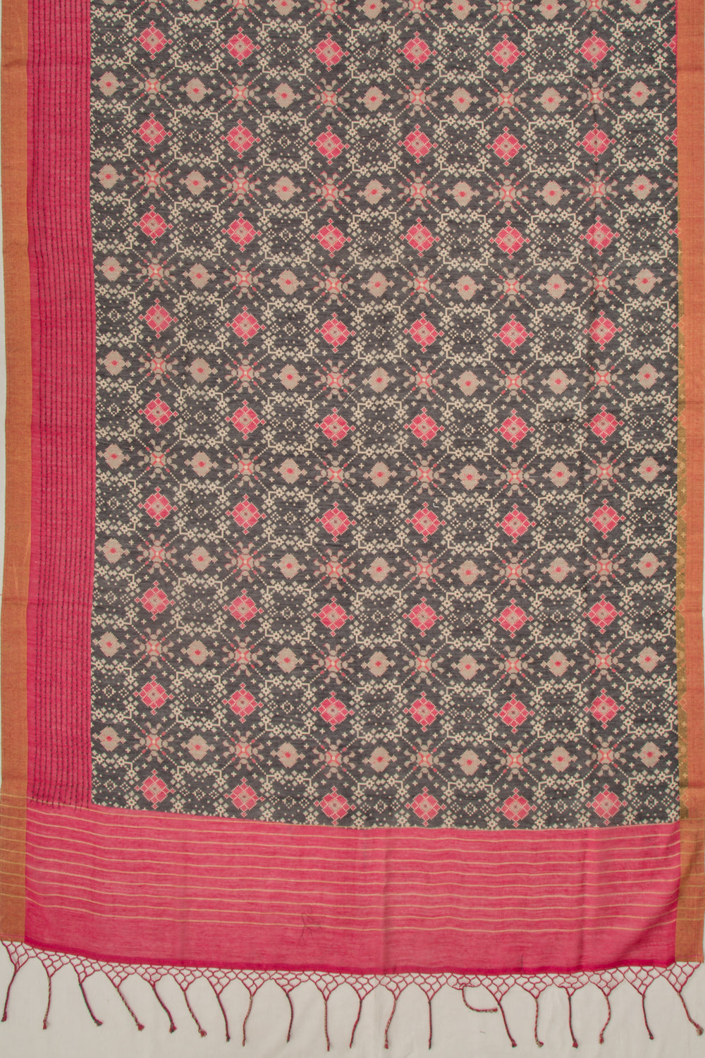 Chanderi Cotton Printed Black Saree