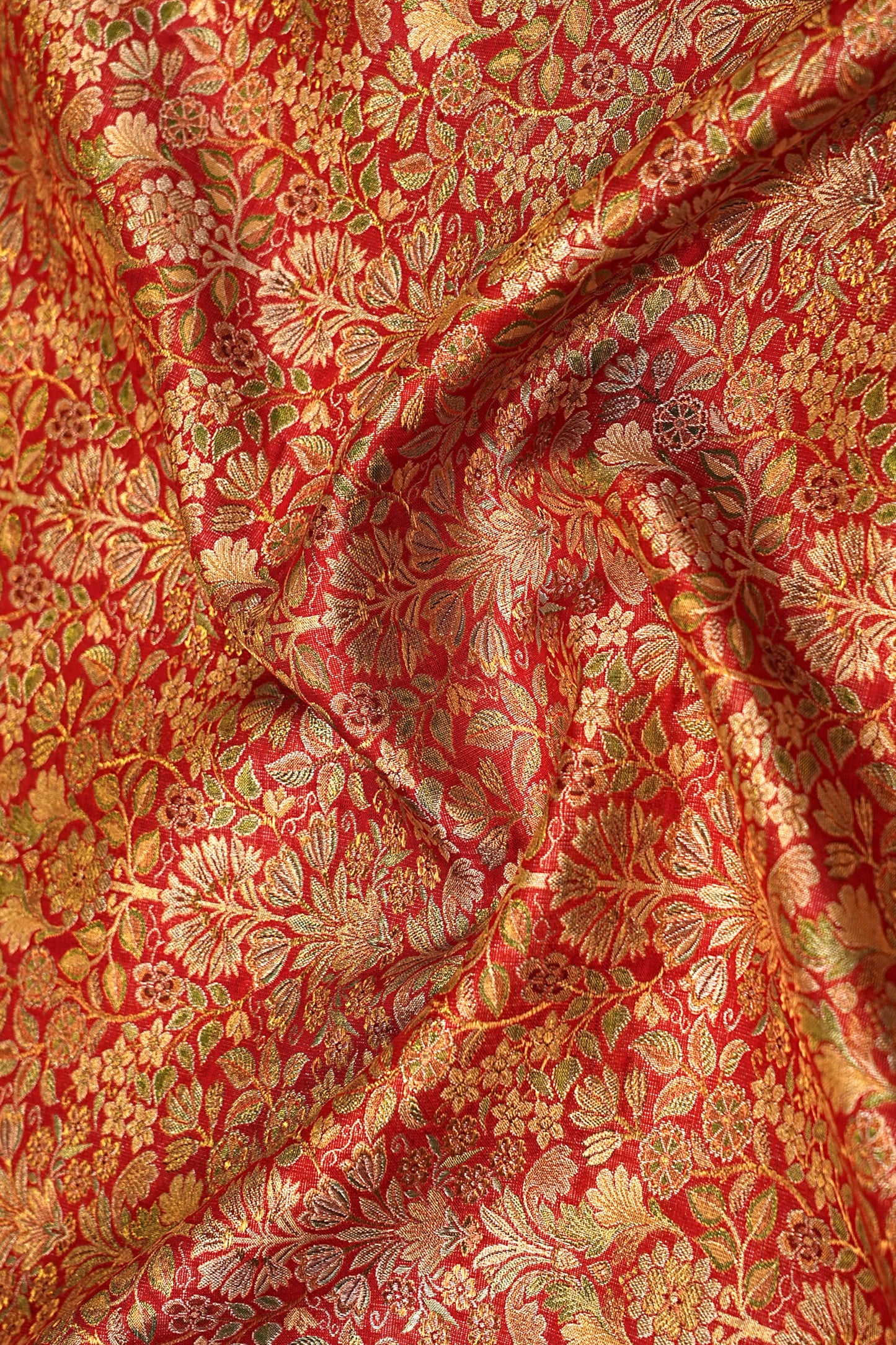 Kanchipuram Silk Tissue Brocade Red Saree - Not Allowed Online