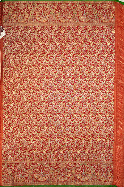 Kanchipuram Silk Tissue Brocade Red Saree - Not Allowed Online