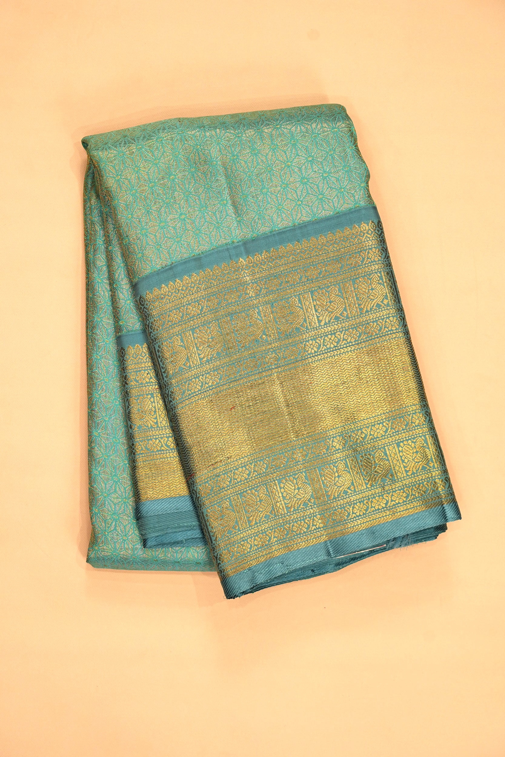 Kanchipuram Silk Tissue Brocade Sea Green Saree
