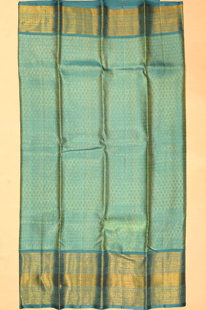 Kanchipuram Silk Tissue Brocade Sea Green Saree