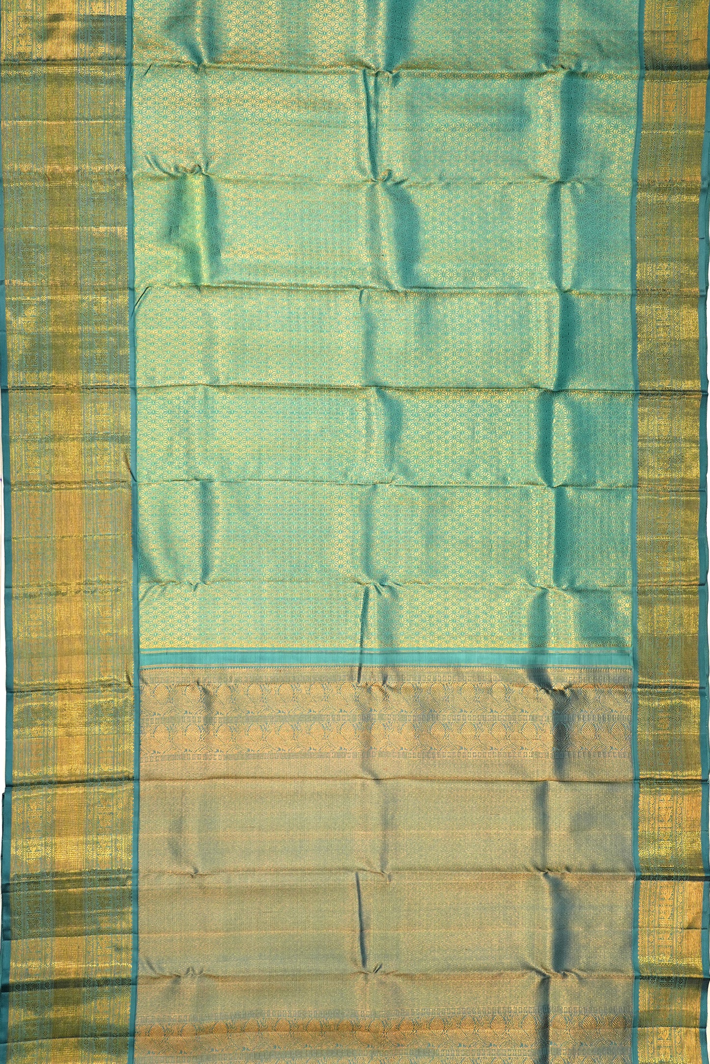 Kanchipuram Silk Tissue Brocade Sea Green Saree