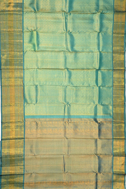 Kanchipuram Silk Tissue Brocade Sea Green Saree