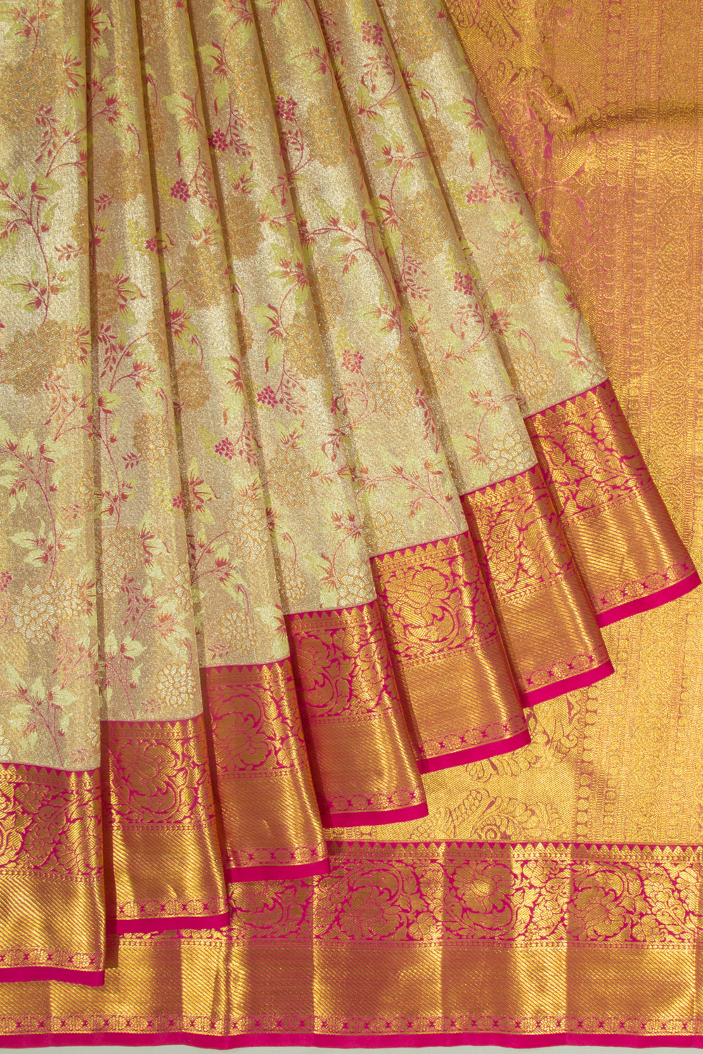 Taranga Kanchi Silk Tissue Brocade Gold Saree