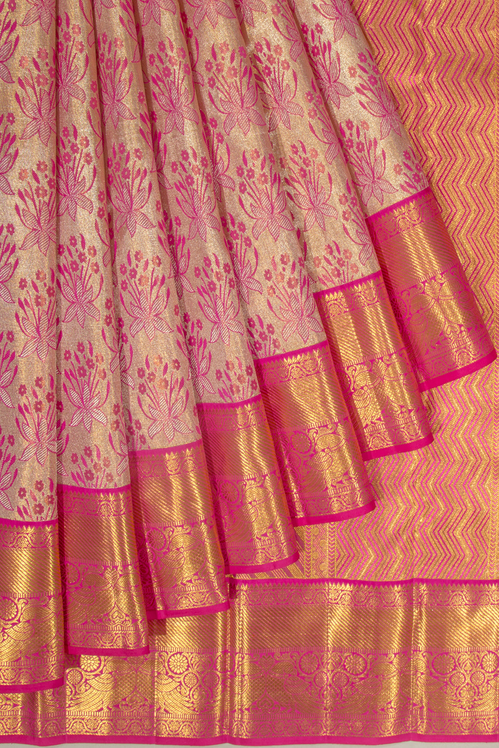Kanchipuram Silk Tissue Brocade Gold Saree