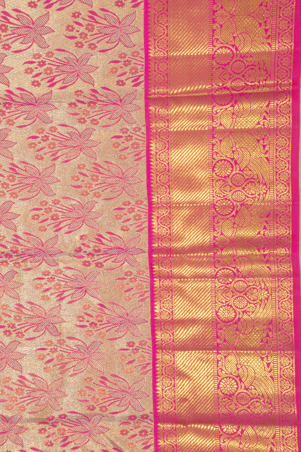 Kanchipuram Silk Tissue Brocade Gold Saree