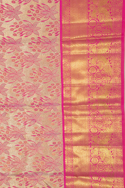 Kanchipuram Silk Tissue Brocade Gold Saree