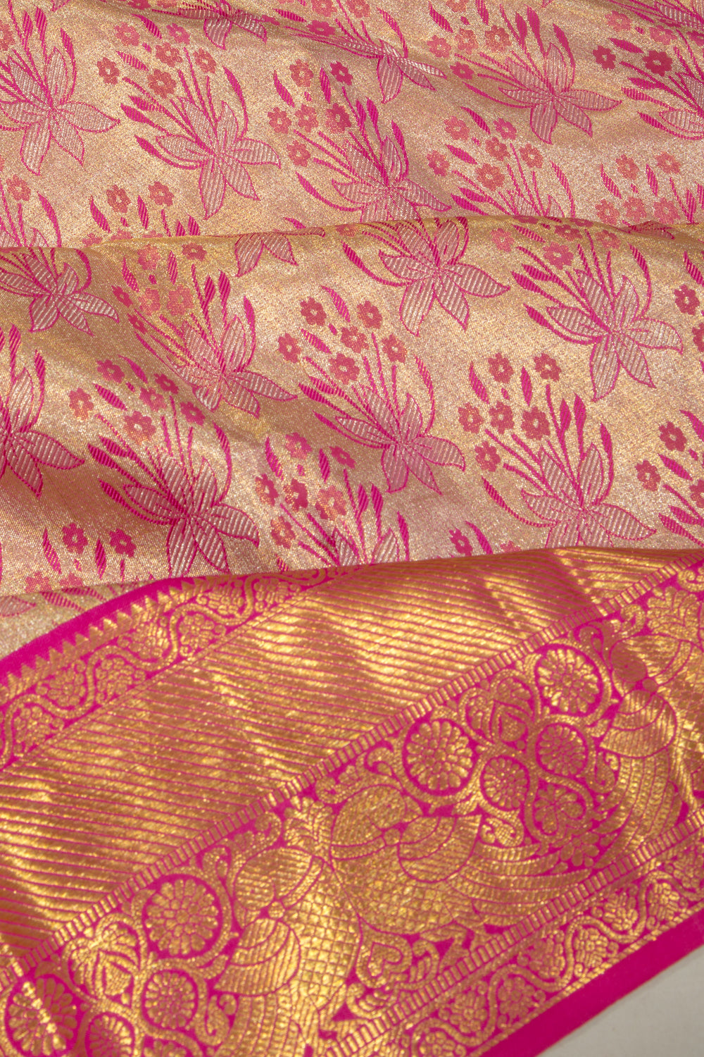 Kanchipuram Silk Tissue Brocade Gold Saree