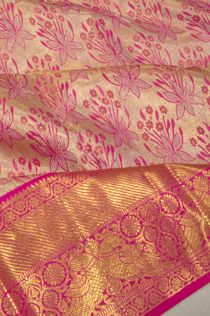 Kanchipuram Silk Tissue Brocade Gold Saree