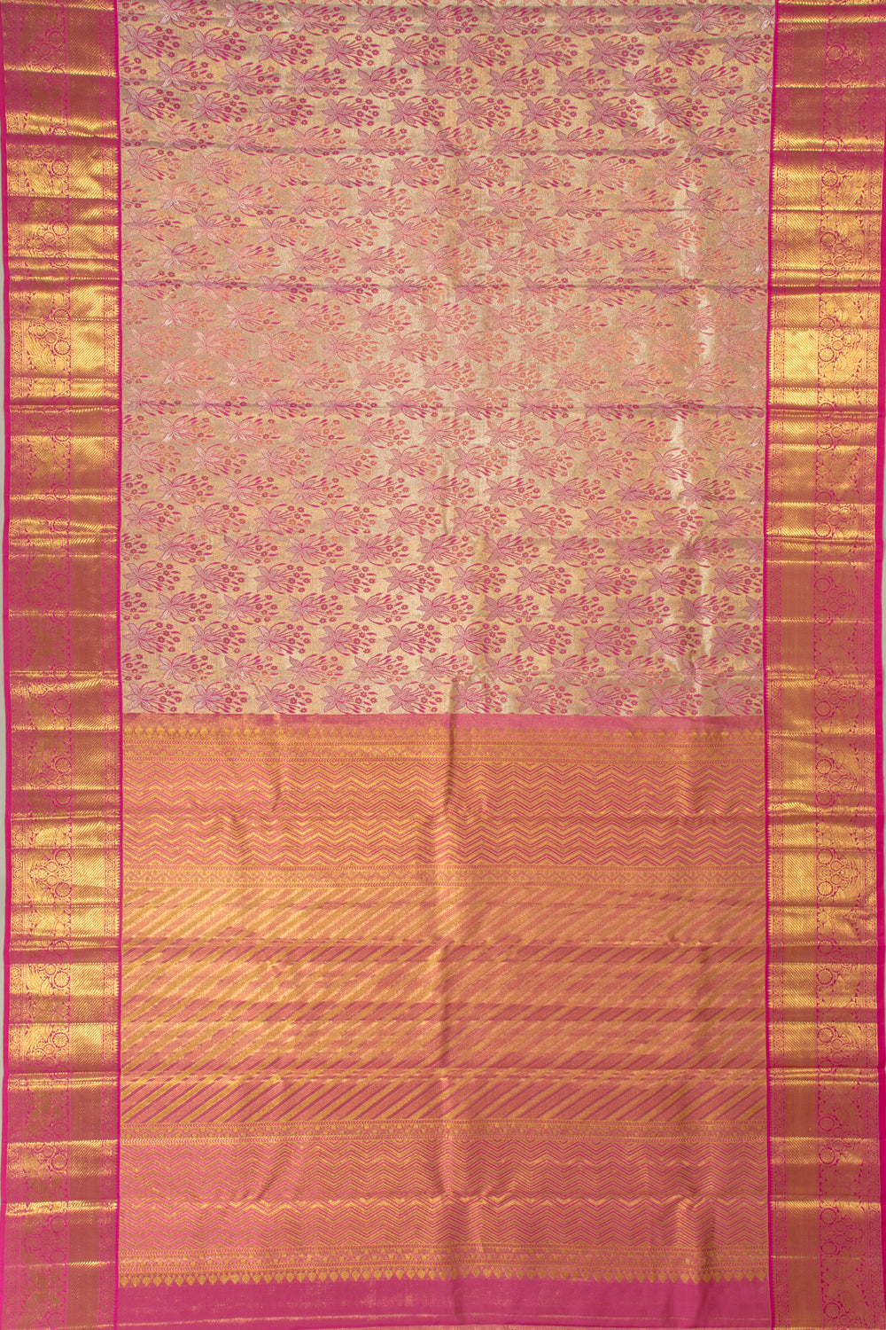 Kanchipuram Silk Tissue Brocade Gold Saree