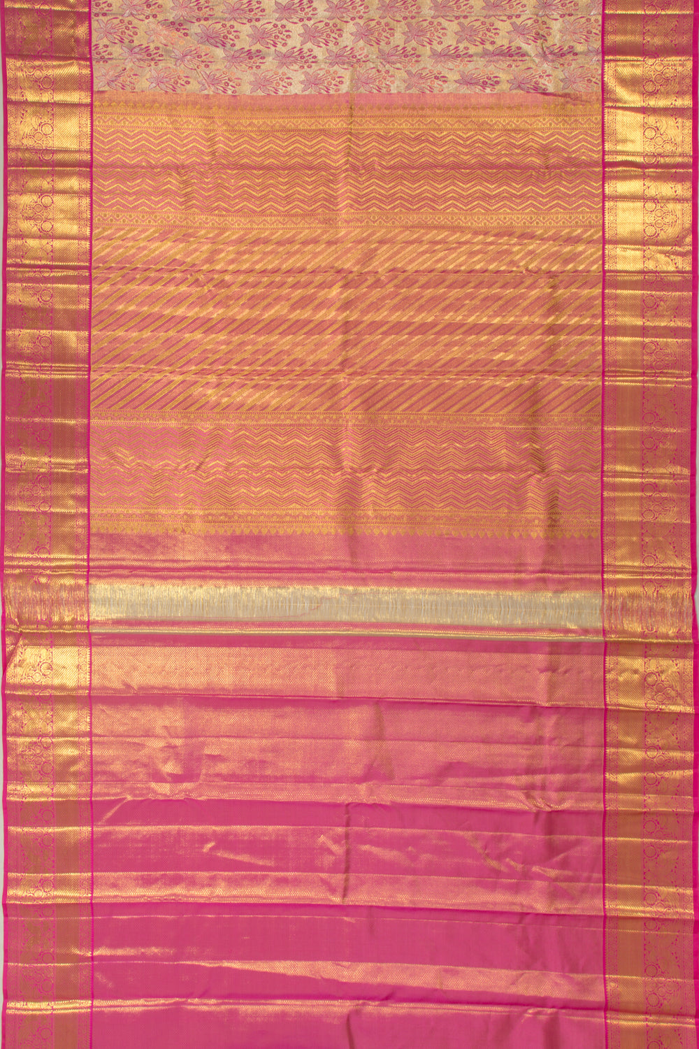 Kanchipuram Silk Tissue Brocade Gold Saree