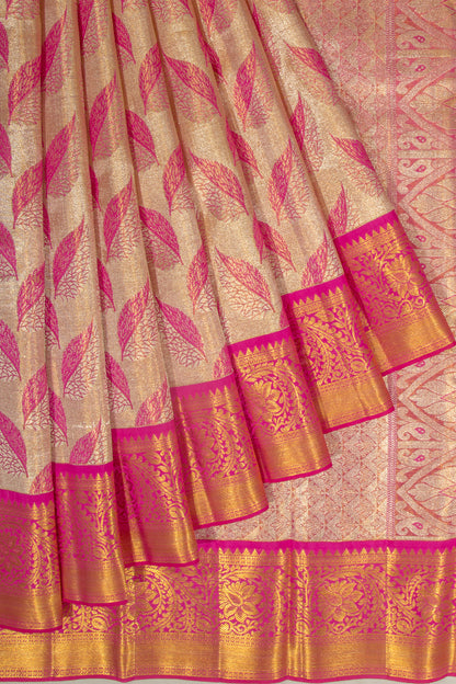 Kanchipuram Silk Tissue Brocade Gold Saree