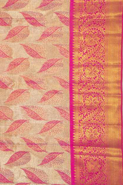 Kanchipuram Silk Tissue Brocade Gold Saree