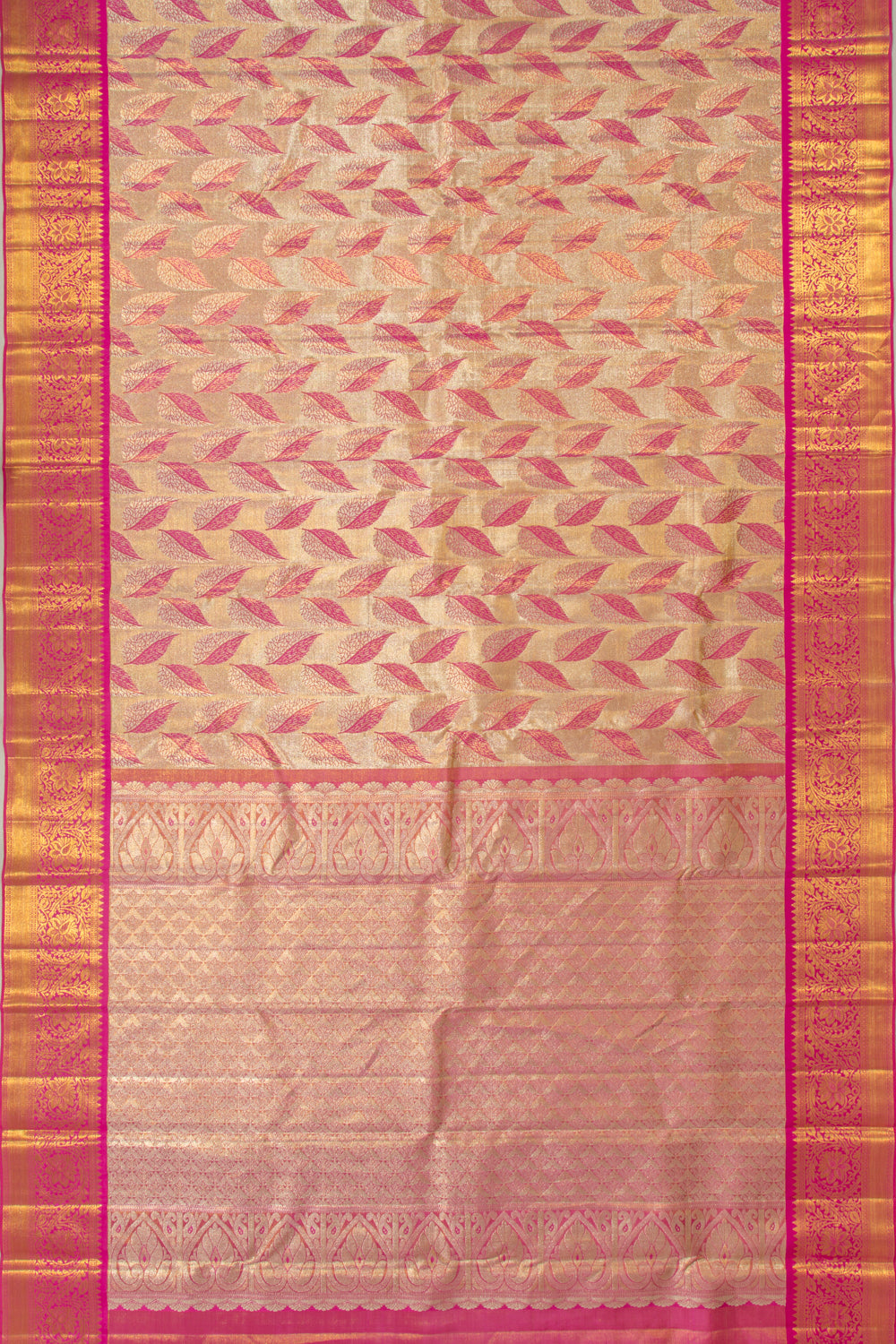 Kanchipuram Silk Tissue Brocade Gold Saree
