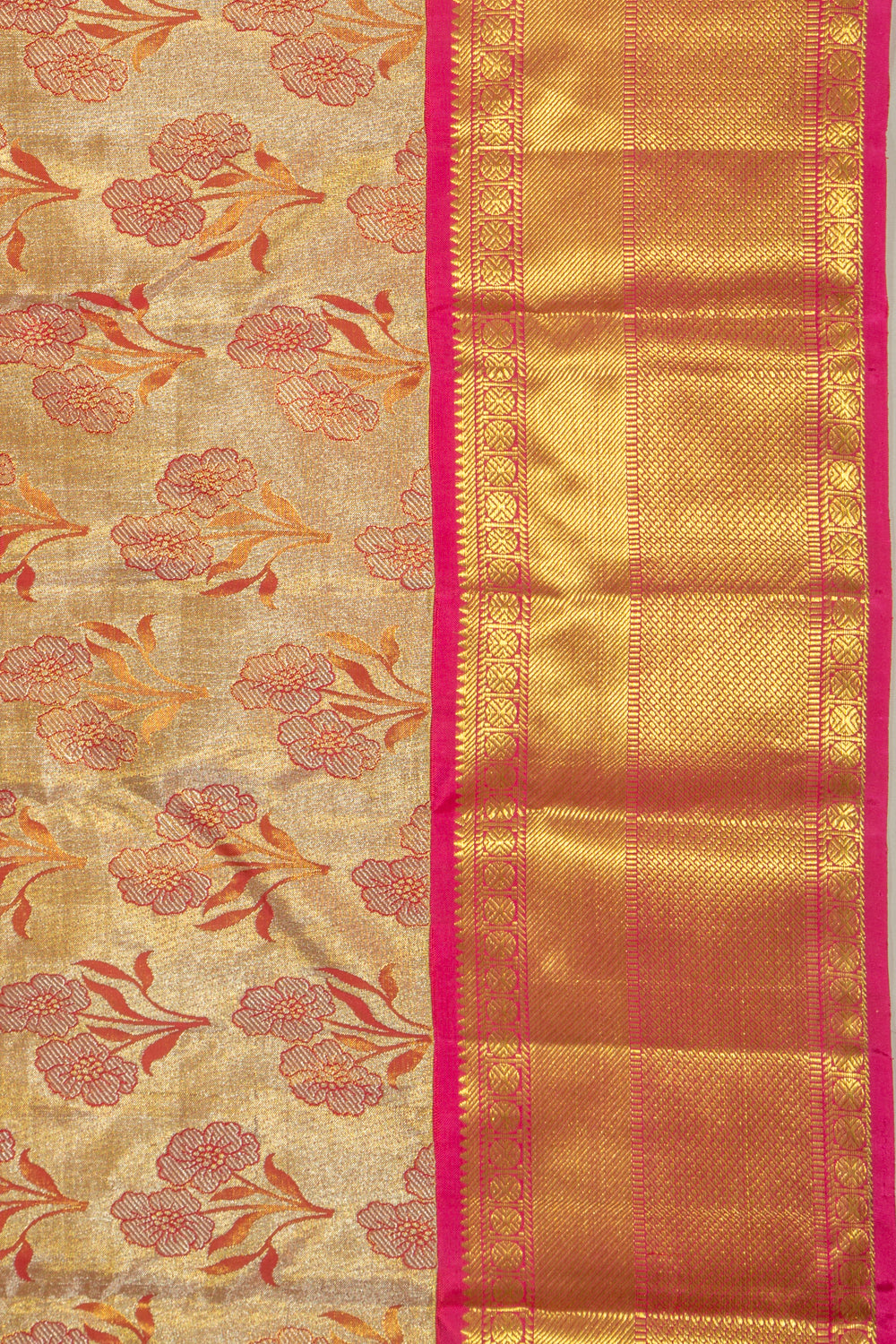 Kanchipuram Silk Tissue Brocade Gold Saree