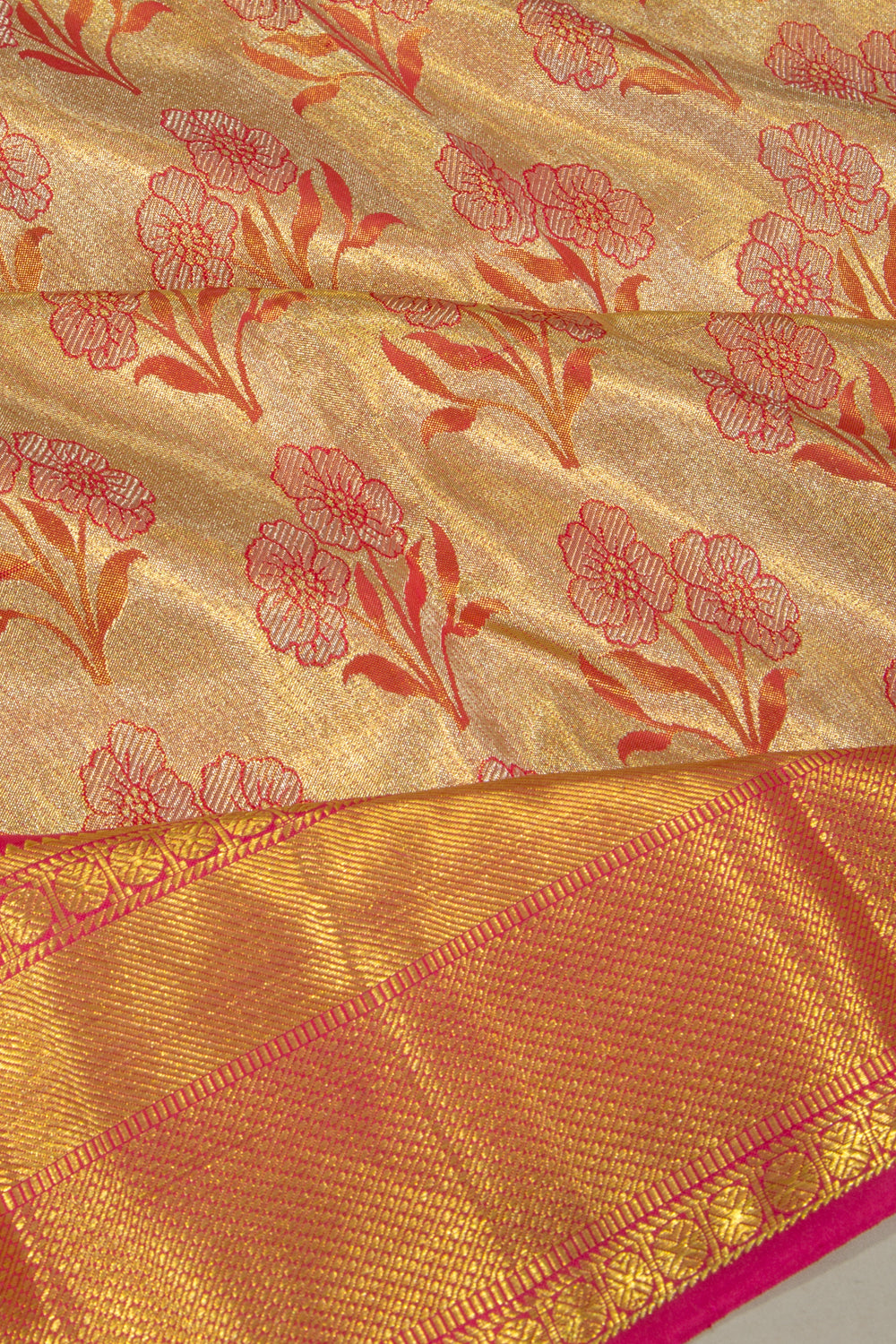 Kanchipuram Silk Tissue Brocade Gold Saree