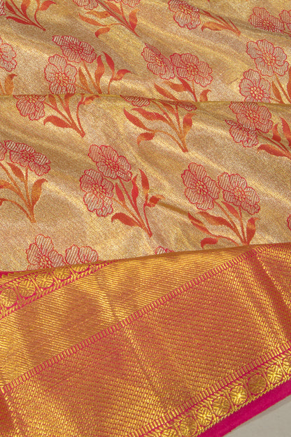 Kanchipuram Silk Tissue Brocade Gold Saree