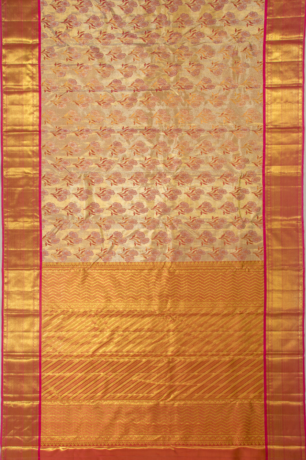 Kanchipuram Silk Tissue Brocade Gold Saree