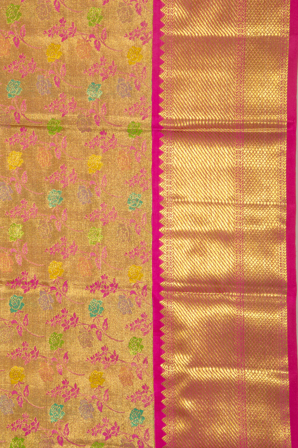 Kanchipuram Silk Tissue Brocade Gold Saree
