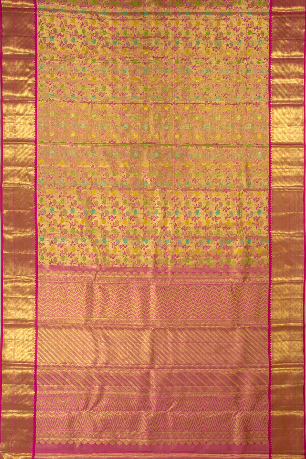 Kanchipuram Silk Tissue Brocade Gold Saree