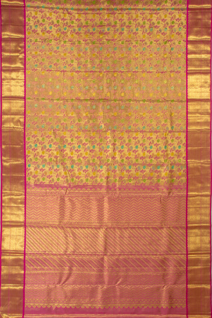 Kanchipuram Silk Tissue Brocade Gold Saree