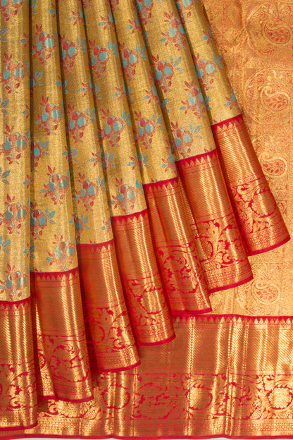 Kanchipuram Silk Tissue Brocade Gold Saree
