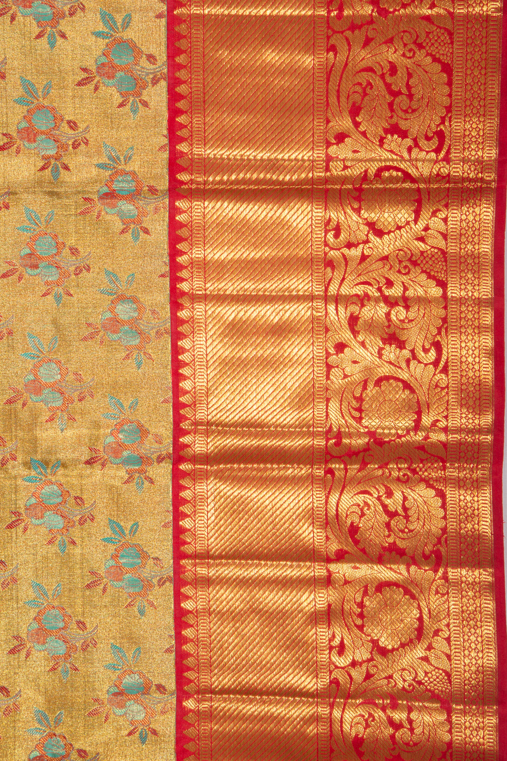 Kanchipuram Silk Tissue Brocade Gold Saree