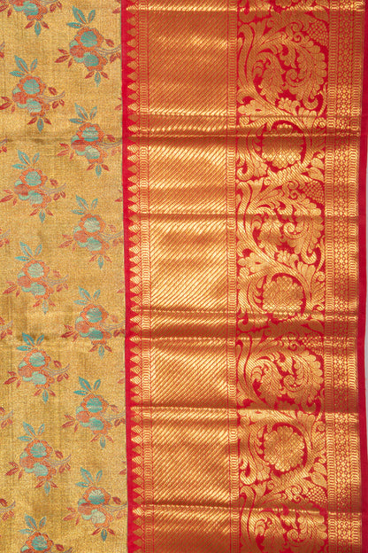 Kanchipuram Silk Tissue Brocade Gold Saree
