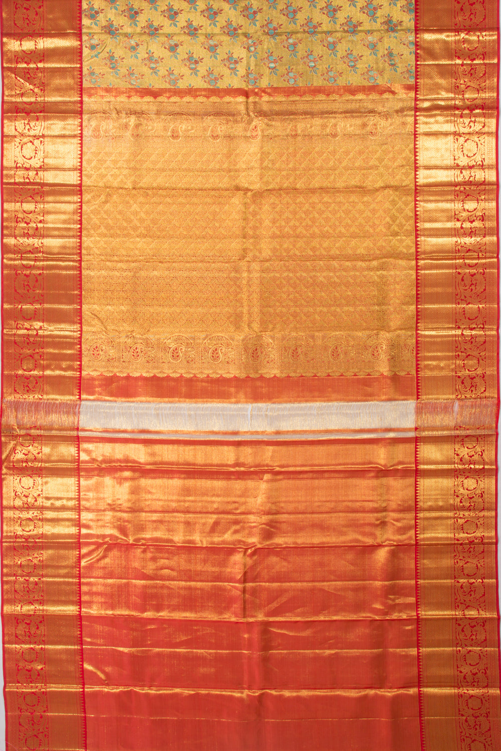 Kanchipuram Silk Tissue Brocade Gold Saree