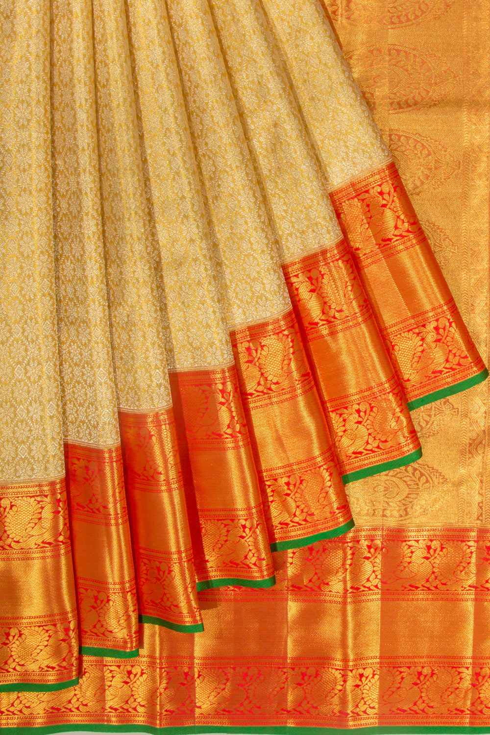 Kanchipuram Silk Tissue Brocade Gold Saree
