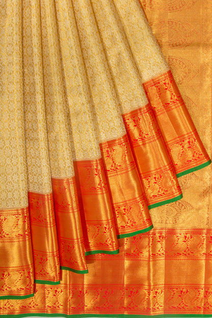 Kanchipuram Silk Tissue Brocade Gold Saree