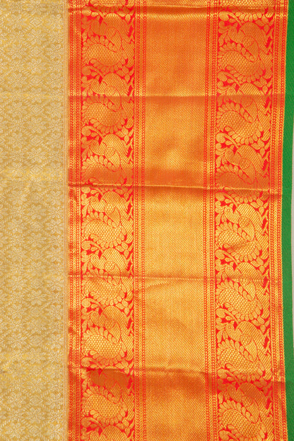 Kanchipuram Silk Tissue Brocade Gold Saree
