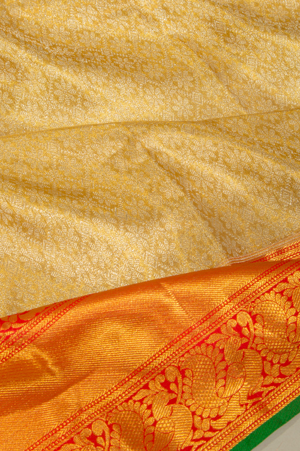 Kanchipuram Silk Tissue Brocade Gold Saree