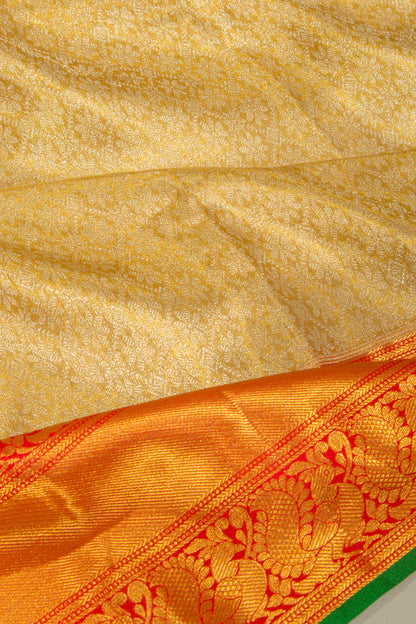 Kanchipuram Silk Tissue Brocade Gold Saree