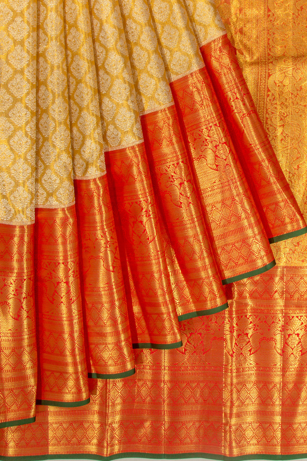 Kanchipuram Silk Tissue Brocade Gold Saree