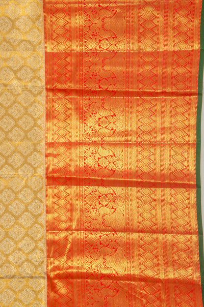 Kanchipuram Silk Tissue Brocade Gold Saree