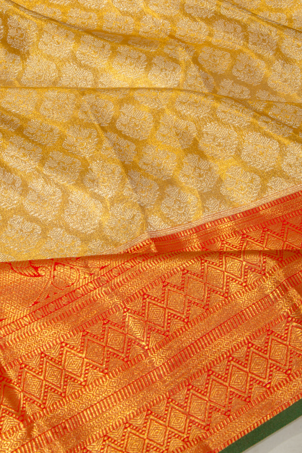 Kanchipuram Silk Tissue Brocade Gold Saree