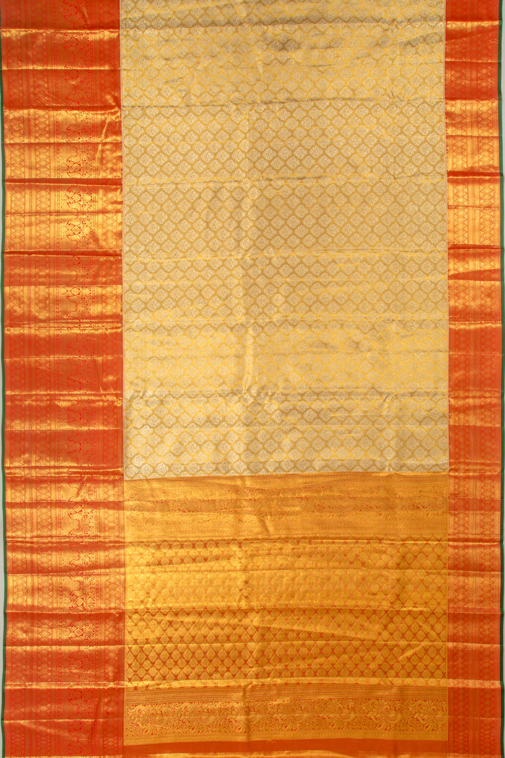 Kanchipuram Silk Tissue Brocade Gold Saree