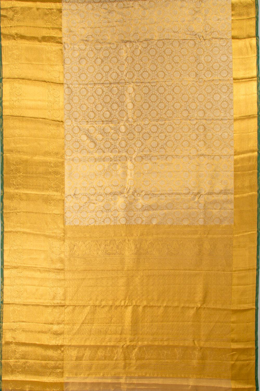 Kanchipuram Silk Tissue Jaal And Butta Gold Saree