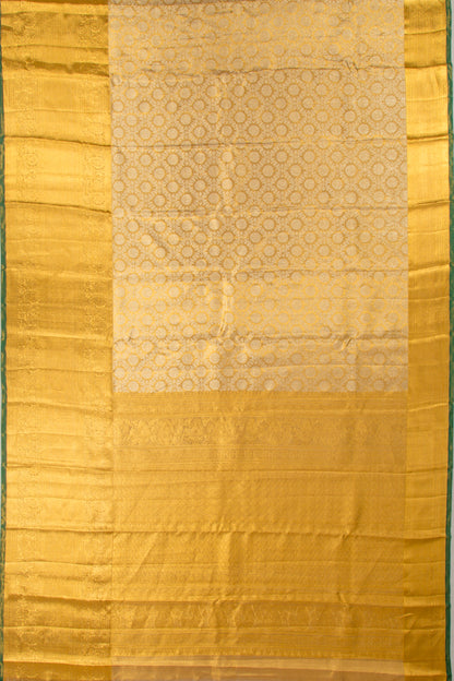 Kanchipuram Silk Tissue Jaal And Butta Gold Saree