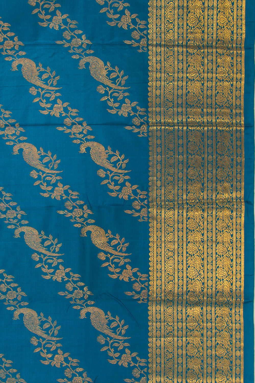 Kanchipuram Silk Jaal Dark Blue Saree