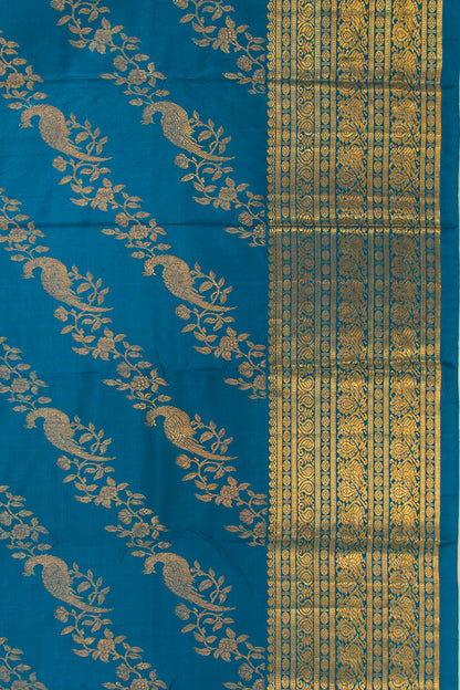 Kanchipuram Silk Jaal Dark Blue Saree