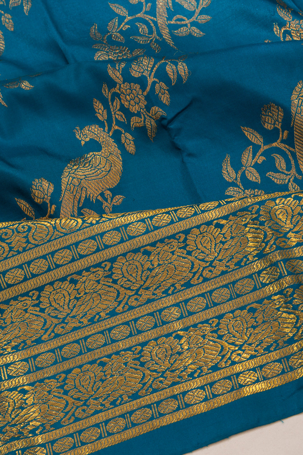 Kanchipuram Silk Jaal Dark Blue Saree