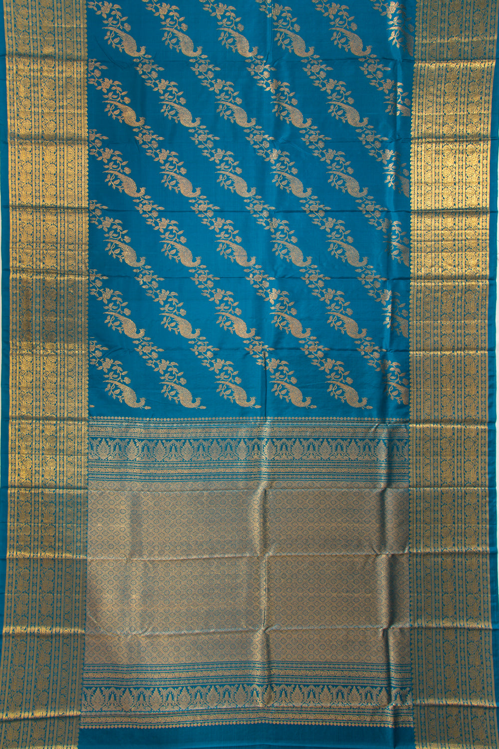 Kanchipuram Silk Jaal Dark Blue Saree