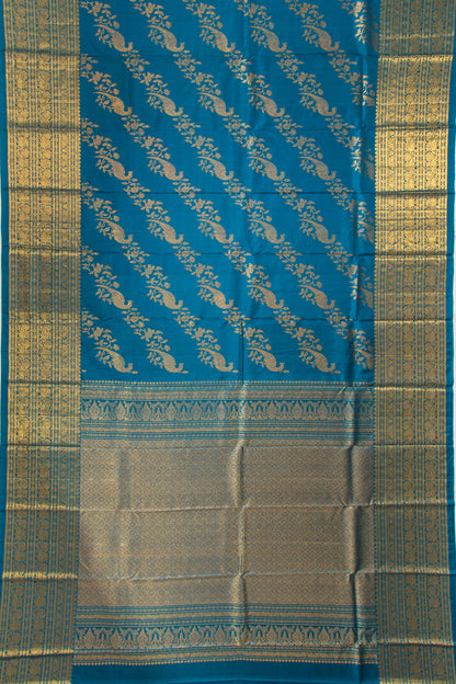 Kanchipuram Silk Jaal Dark Blue Saree