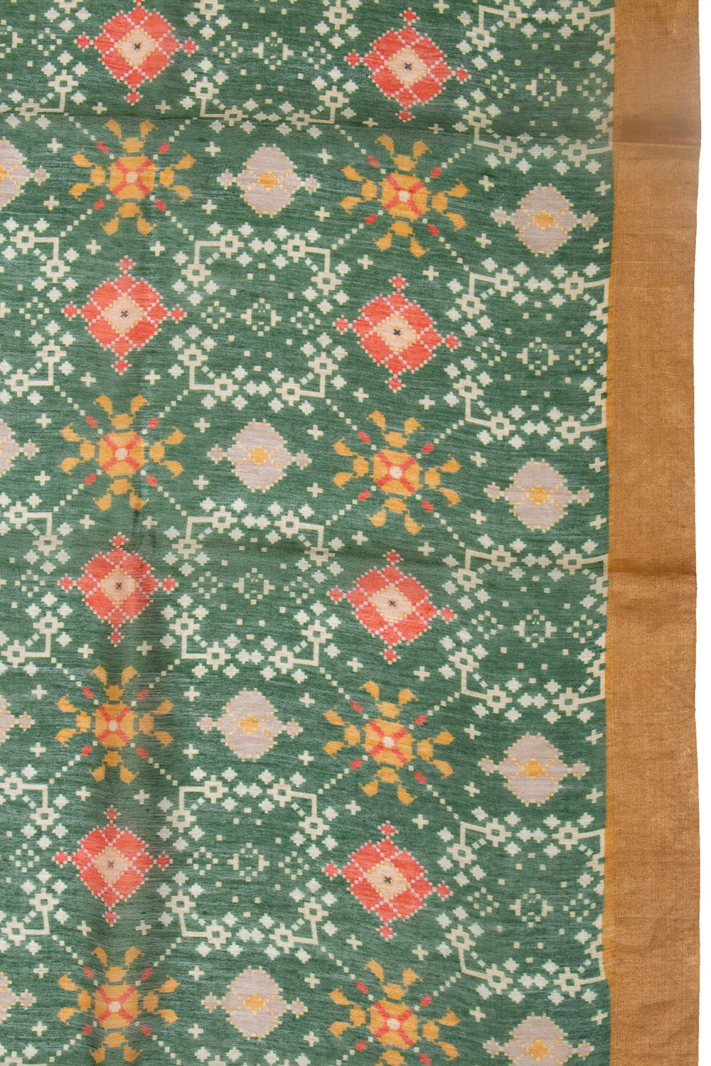 Chanderi Cotton Printed Dark Green Saree