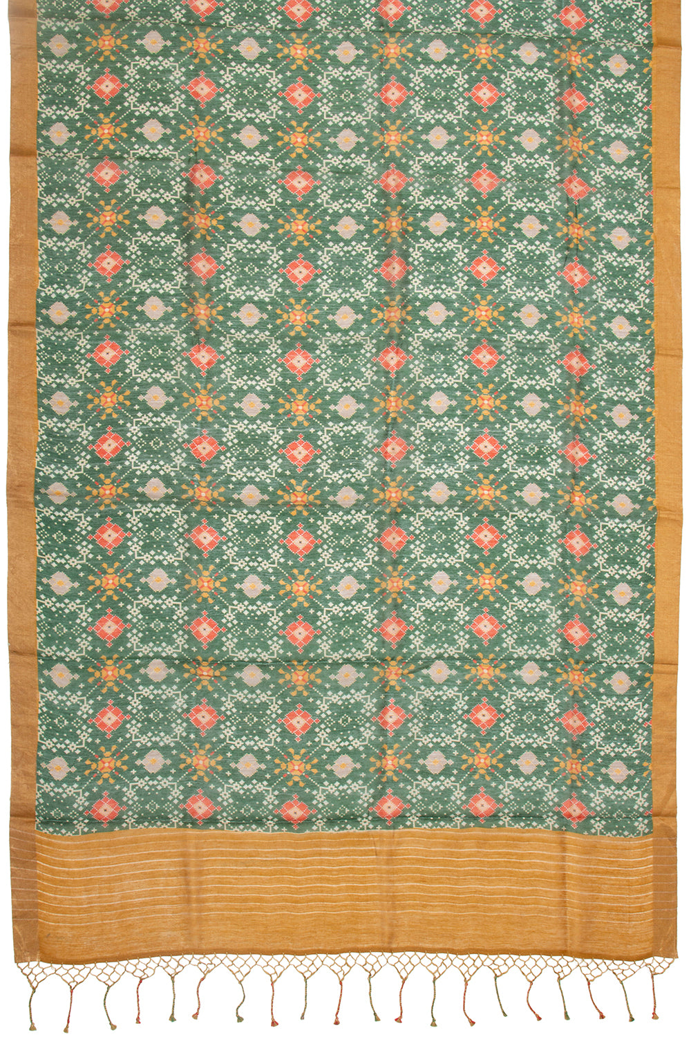 Chanderi Cotton Printed Dark Green Saree